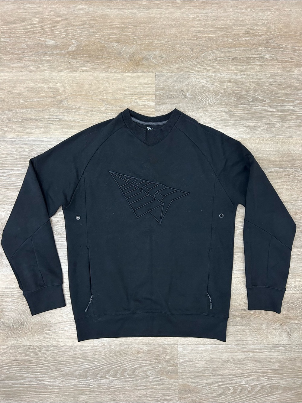 Greatness Is A Process Black Crewneck Sweatshirt Paper Airplane Embroidered L